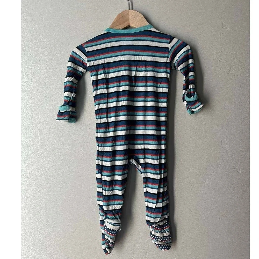 KicKee Pants Bamboo Stripe Footie Pajama Nautical Multi Scandi Baby Comfort